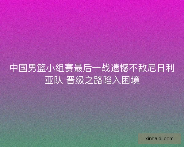 中国男篮小组赛最后一战遗憾不敌尼日利亚队 晋级之路陷入困境